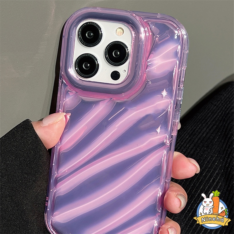 Casing iPhone Pleats Warna Permen Premium Simple Kompatibel Untuk Iphone14 13 12 11 Pro Max X Xr Xs Max 8 7 6 6s Plus SE 2020 Bening Tebal Lembut Tpu Shockproof Case Cover Pelindung