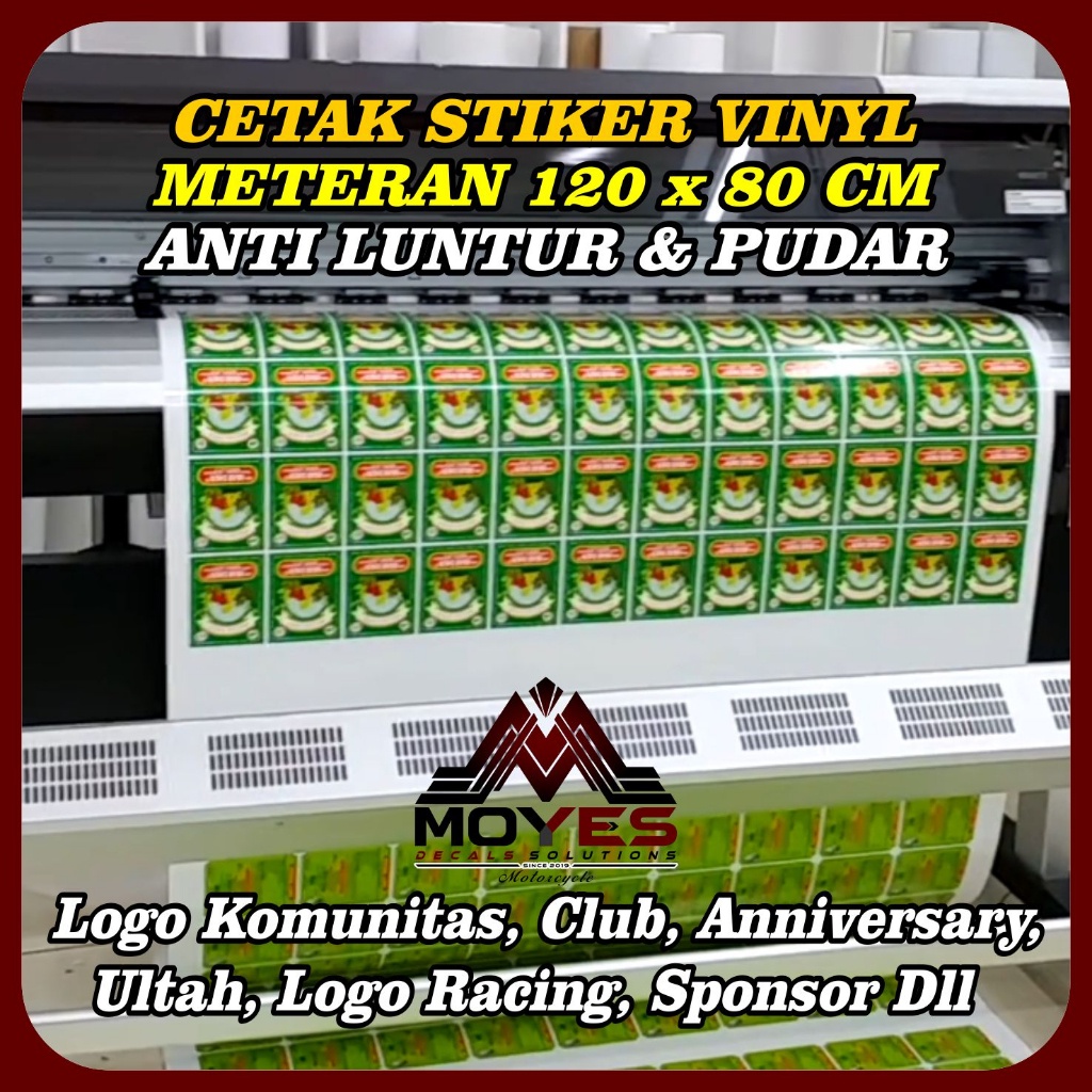 Cetak Stiker Meteran 120 x 80 Cm / Cetak Stiker Vinyl High Quality Laminasi Gloss Doff / Cetak Stike