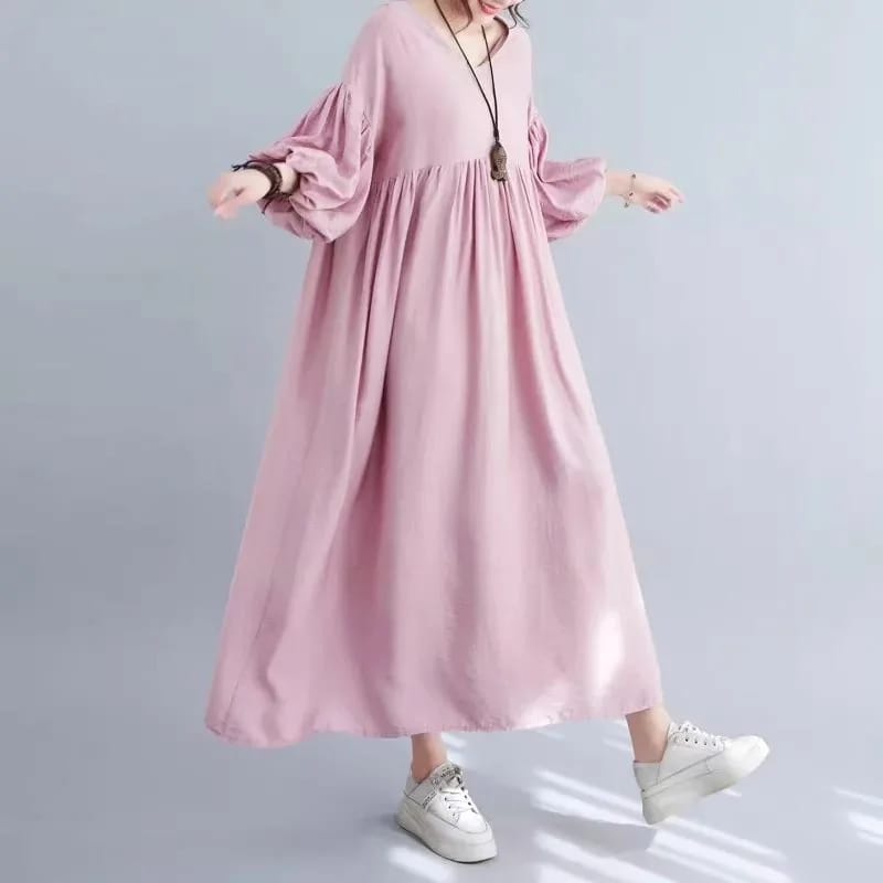 Deyra Dress Maxy Wanita Muslim All Size Jumbo Besar OOTD Casual Daily Remaja l Gamis Modern Kekinian