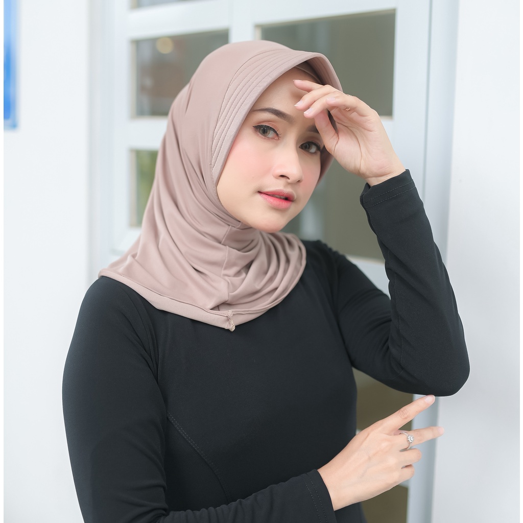 Kerudung Khimar Instan Hijab Sporty pet bahan Jersey Olahraga Volly Basket Futsal By Rismatrie