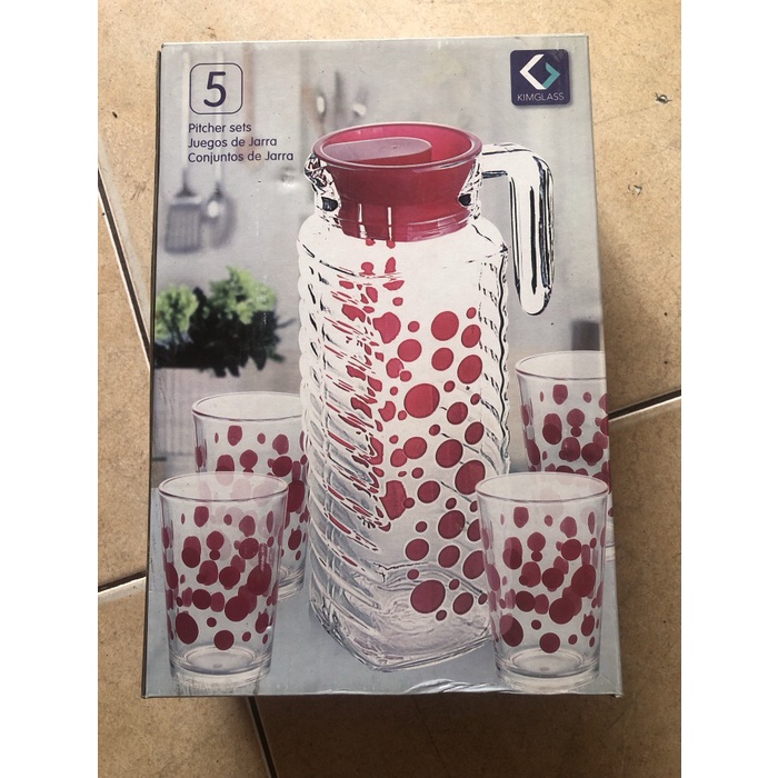 Kimglass Teko Set + 4 Gelas Kaca