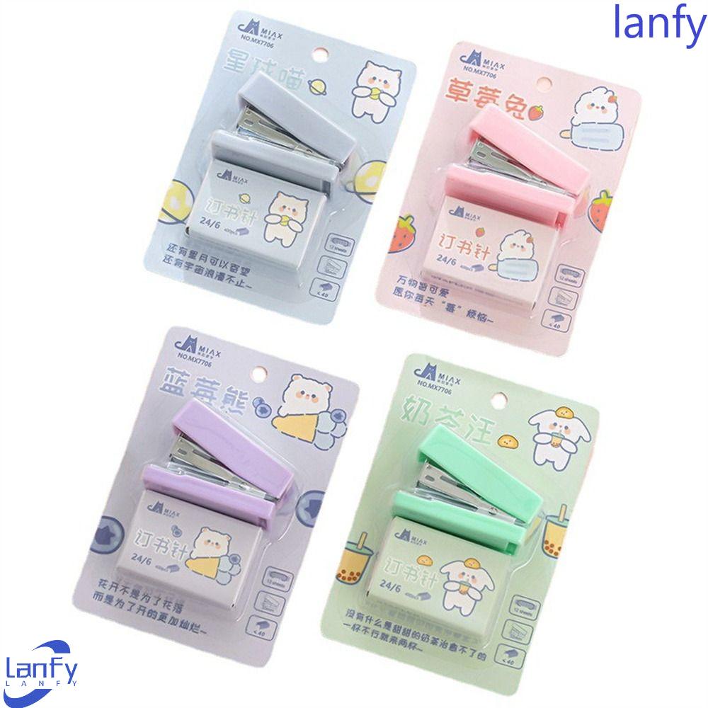 LANFY Stapler Mini Lucu Perlengkapan Sekolah Kelinci Pengikat Kertas Beruang Staples Siswa