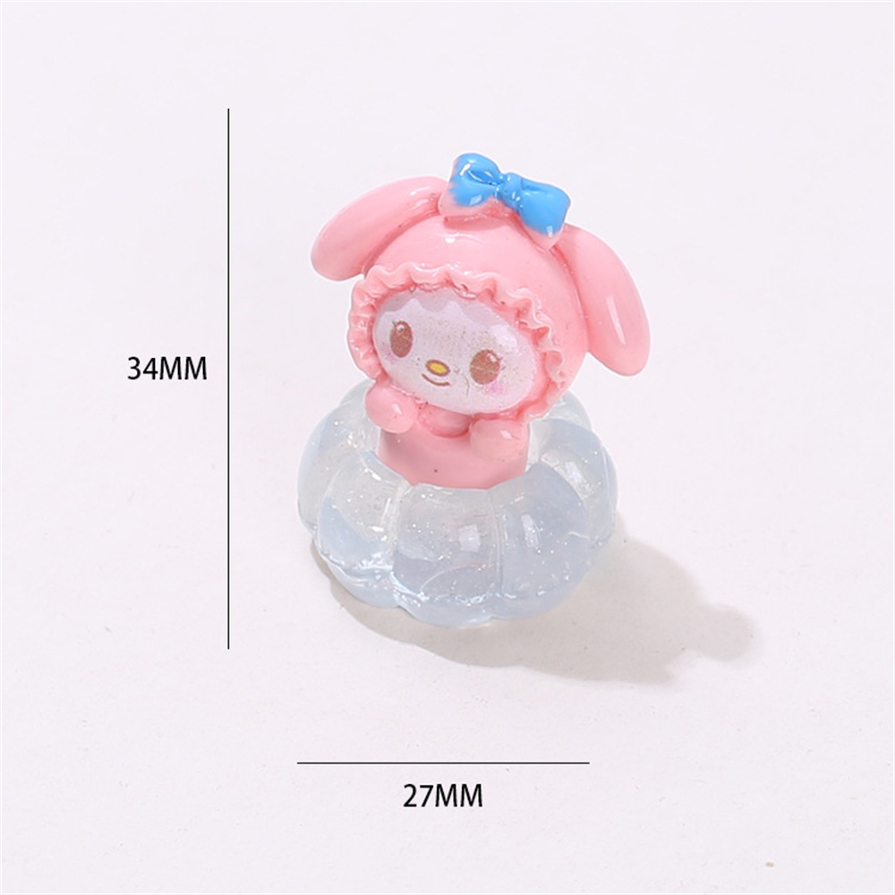 ღ Sanrio Lanskap Mikro Bercahaya Ornamen Boneka Cincin Renang Kuromi Kt My Melody Cinnamoroll Diy Resin Aksesoris Dekorasi Desktop