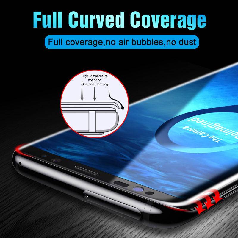 3pcs Untuk Samsung Galaxy S23 S22 S21 S20 Note20 Ultra Note8 Note9 Full Curved Cover Tempered Glass Pelindung Layar Untuk Samsung Galaxy Note10 S10 S9 S8 Plus