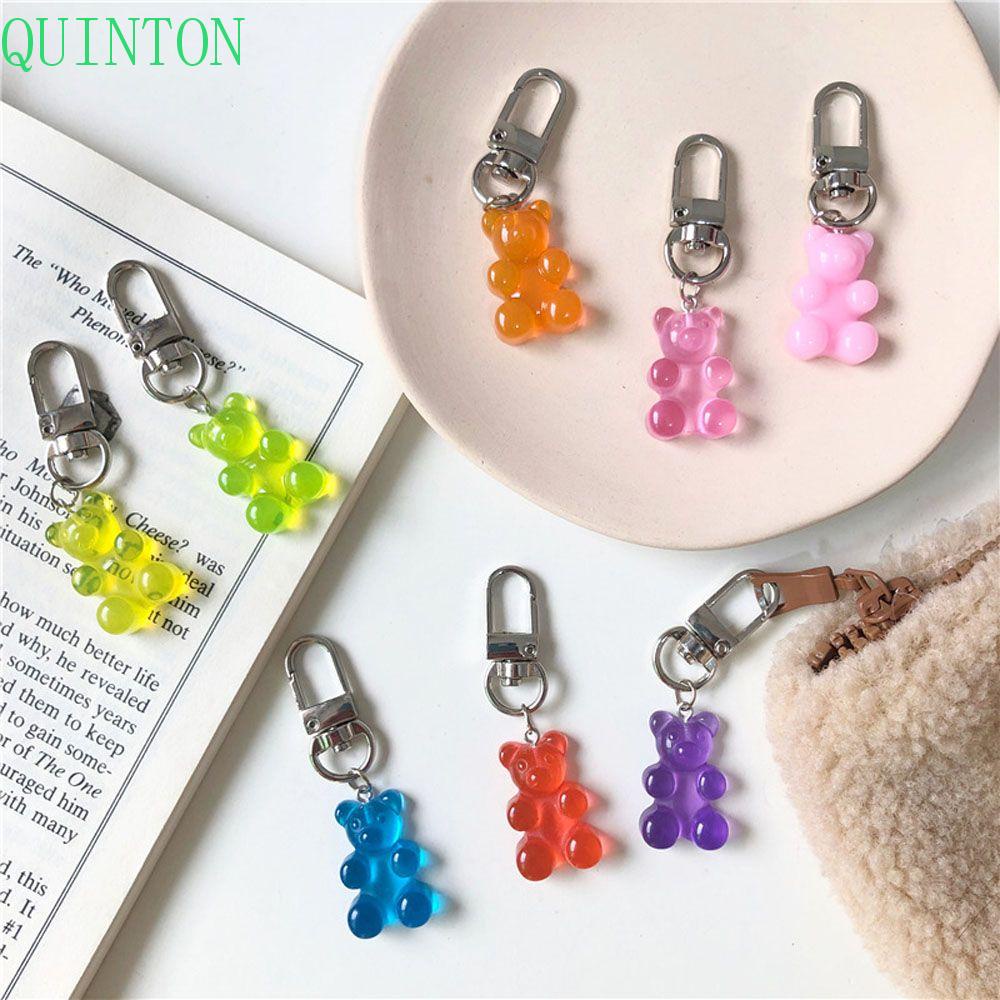 QUINTON Gantungan Kunci Pasangan Kekasih Gummy Bear Earphone Cover Teddy Charm Trinket Aksesoris Fashion