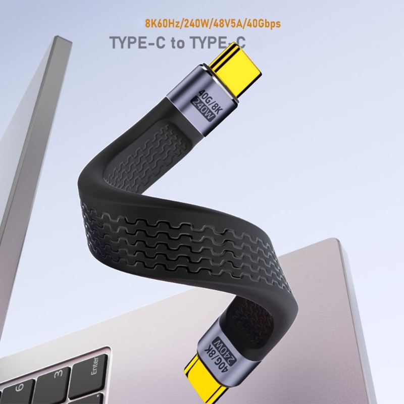Bt Kabel USB C Kecepatan Tinggi Tipe C Male to Type C Male Charging Cable 240W Quick Charge 8K Video 40Gbps Untuk Telepon Fleksibel