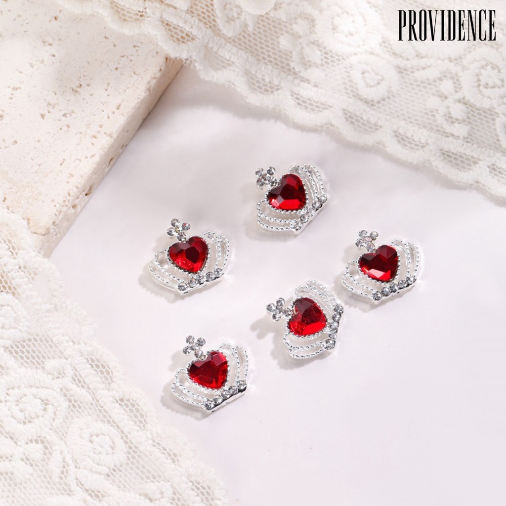 Providence 10 Pcs Shiny Love Heart Nail Rhinestone Multicolor Alloy Mahkota Kuku Charms Perhiasan Aksesoris