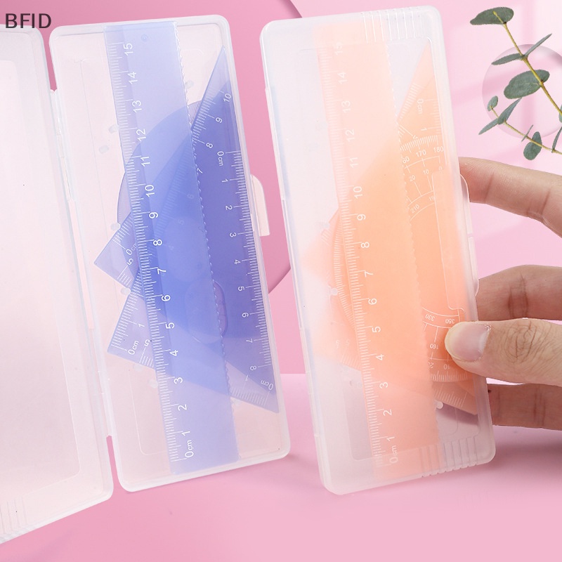 [BFID] 4pcs Set Penggaris Plastik Berwarna Jelly Transparan Siswa Matematika Geometri Penggaris Set Untuk Penggaris Segitiga Penggaris Lurus Busur Derajat Paing Penggaris [ID]