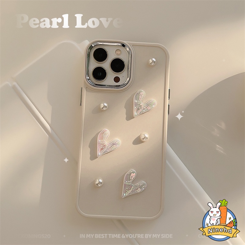 IPHONE Casing Ponsel Cinta Laser Mutiara Kecil Lucu Putih Premium Kompatibel Untuk Iphone14 13 12 11 Pro Max X Xr Xs Max8 7 6 6s Plus SE 2020 Bumper Tahan Guncangan Soft Case TPU Sarung Handphone