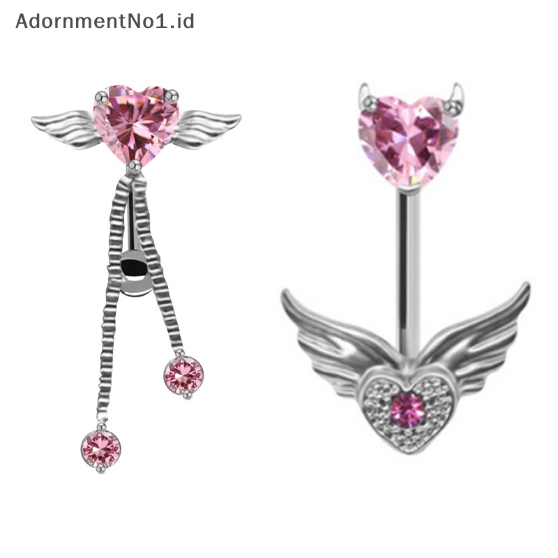 [AdornmentNo1] Stainless Steel Butterfly pusar perut kancing cincin untuk wanita Fashion bentuk hati cincin Pink Kitty tubuh s perhiasan