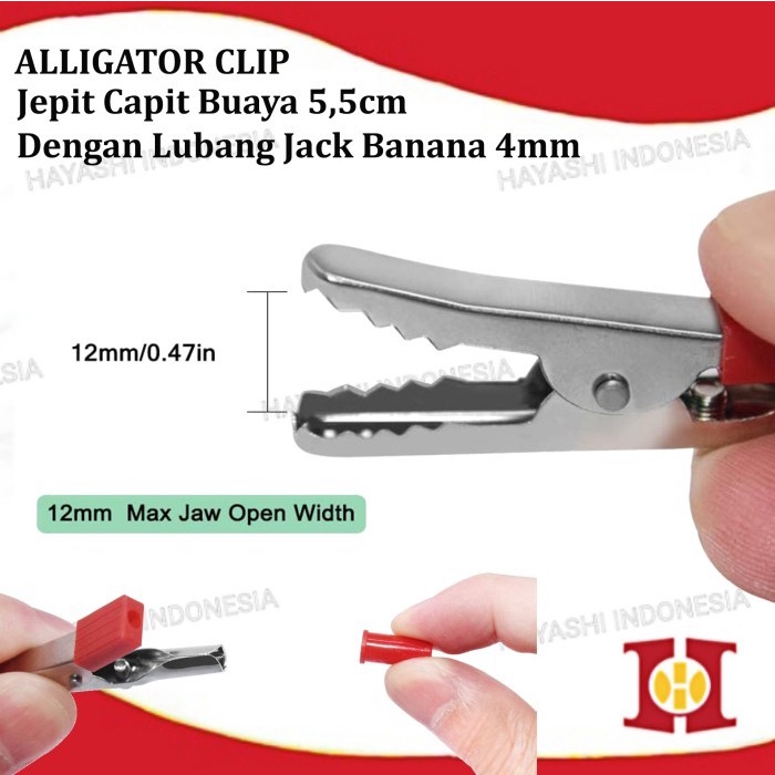 Jepit Capit Buaya Besar 5.5cm Aki Accu Alligator Clip Test Probe Plug-10PC