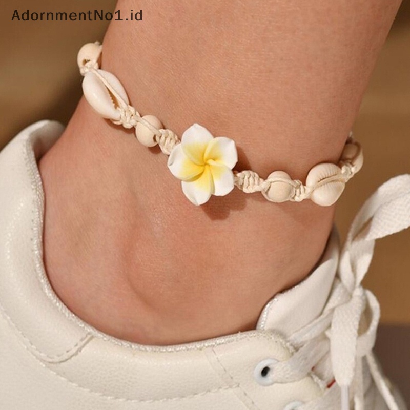 [AdornmentNo1] Bohemian Shell bunga Braided gelang kaki untuk wanita musim panas pantai Barefoot Bracelet Ankle