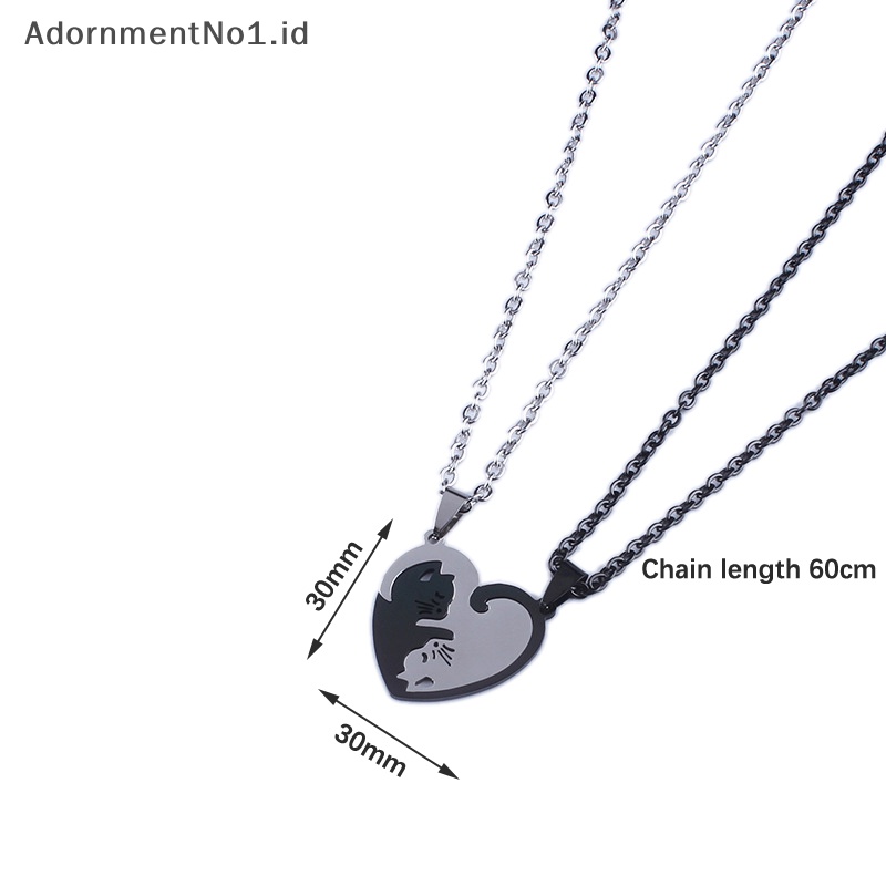 [AdornmentNo1] 1pasang kreatif pelukan kucing jahitan Stainless Steel liontin kalung Fashion pasangan yang serasi kalung persahabatan pasangan perhiasan