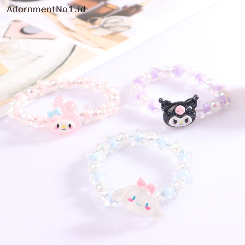 [AdornmentNo1] Cinnamoroll Kuromi My Melody kartun lucu kristal pasangan gelang Anime mainan untuk gadis hadiah ulang tahun