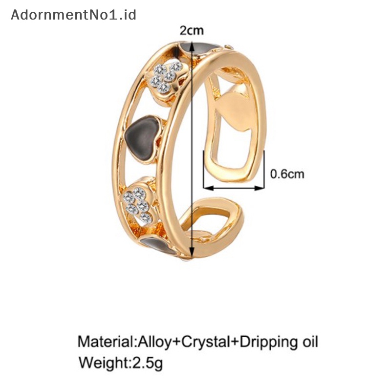 [AdornmentNo1] Fashion cinta hati cincin terbuka geometris cincin untuk wanita gadis melubangi jantung cincin pernikahan Band pesta elegan perhiasan hadiah 1 buah