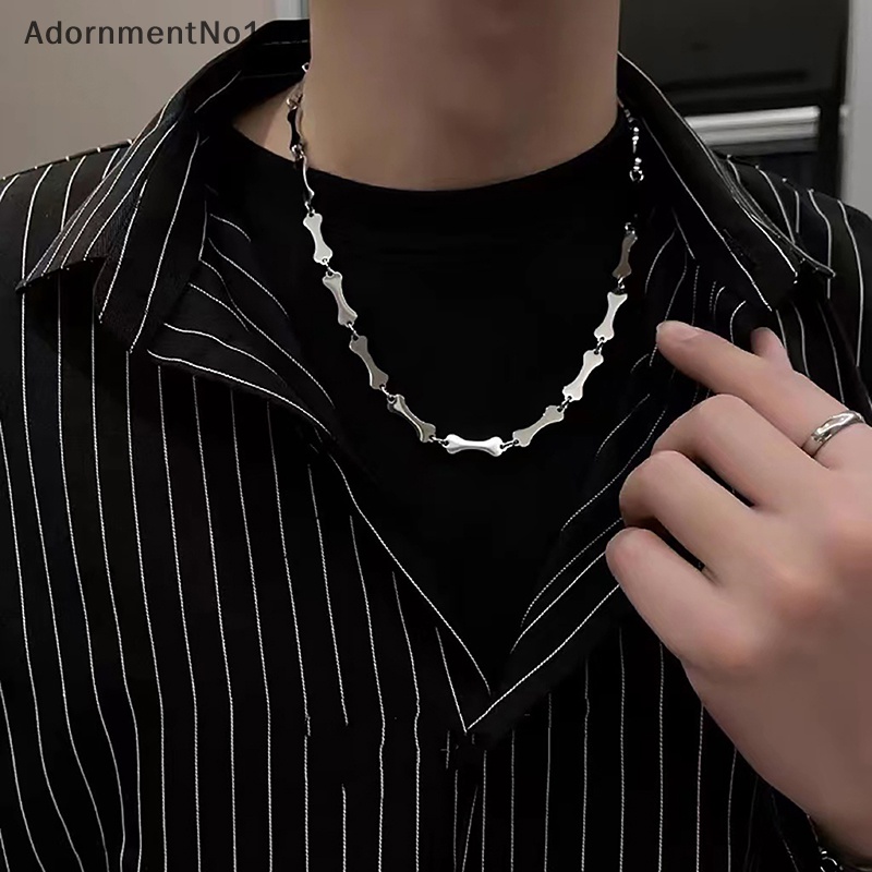 [AdornmentNo1] Baja Titanium tidak luntur tulang sederhana kalung gelang rantai klavikula untuk pria wanita Gothic pesta perhiasan hadiah