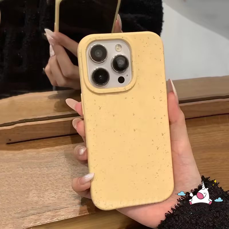 Luxury Simple Solid Color Phone Case Compatible for IPhone 7Plus XR 11 13 14 12 Pro Max 8Plus X XS MAX 7 8 Plus Solid Color Degradable Frame Skin Feel Anti-Fall Hard Cover