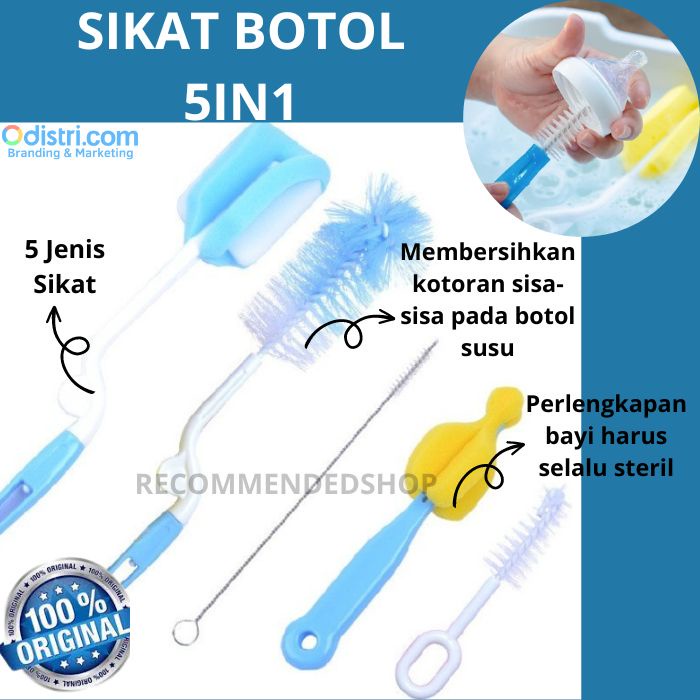 Sikat Cuci Botol Bayi Sikat Pembersih Botol Set 5 In 1 Terlaris Praktis Multifungsi Peralatan Cuci Botol Bayi Anti Bakteri