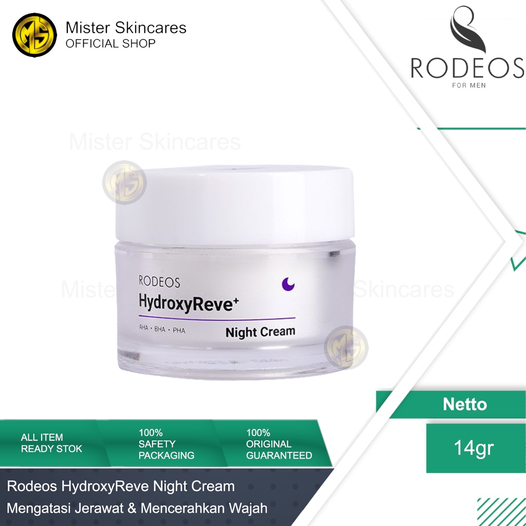 Rodeos HydroxyReve+ Night Cream AHA BHA PHA Ceramide Peptide 14gr