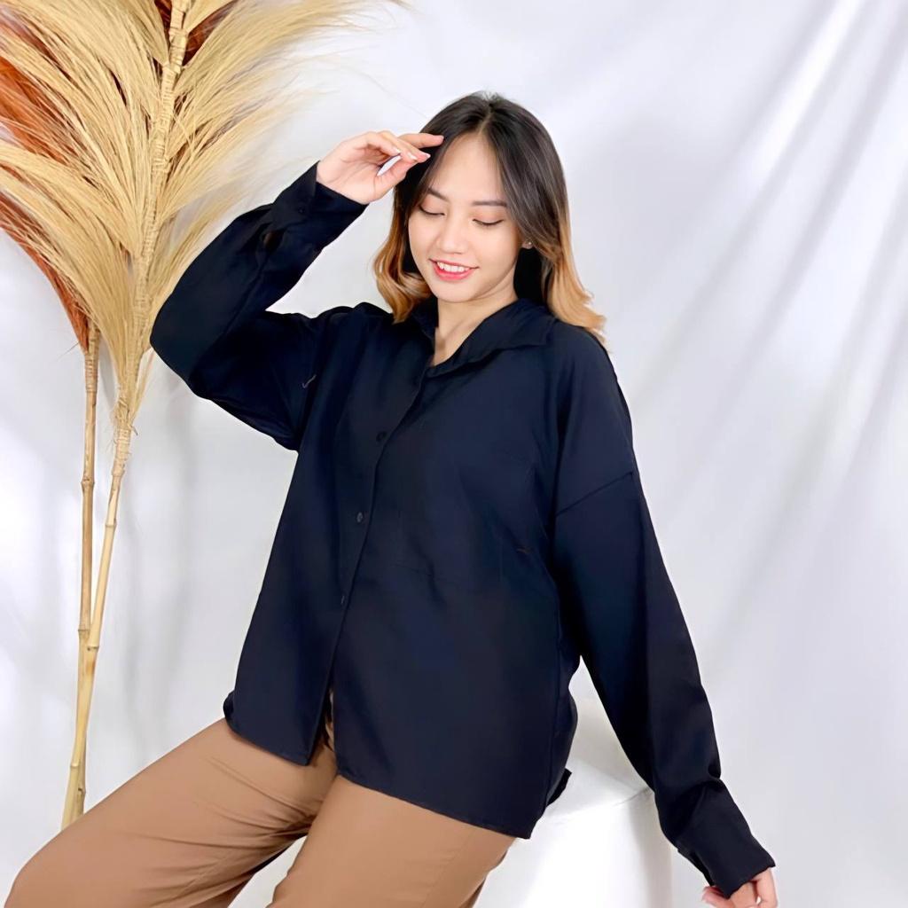 KEMEJA WANITA OVERSIZE ZS 780 LONG SHIRT WOMAN BAJU LENGAN PANJANG CEWEK OUTFIT KEKINIAN CASUAL KASUAL FORMAL