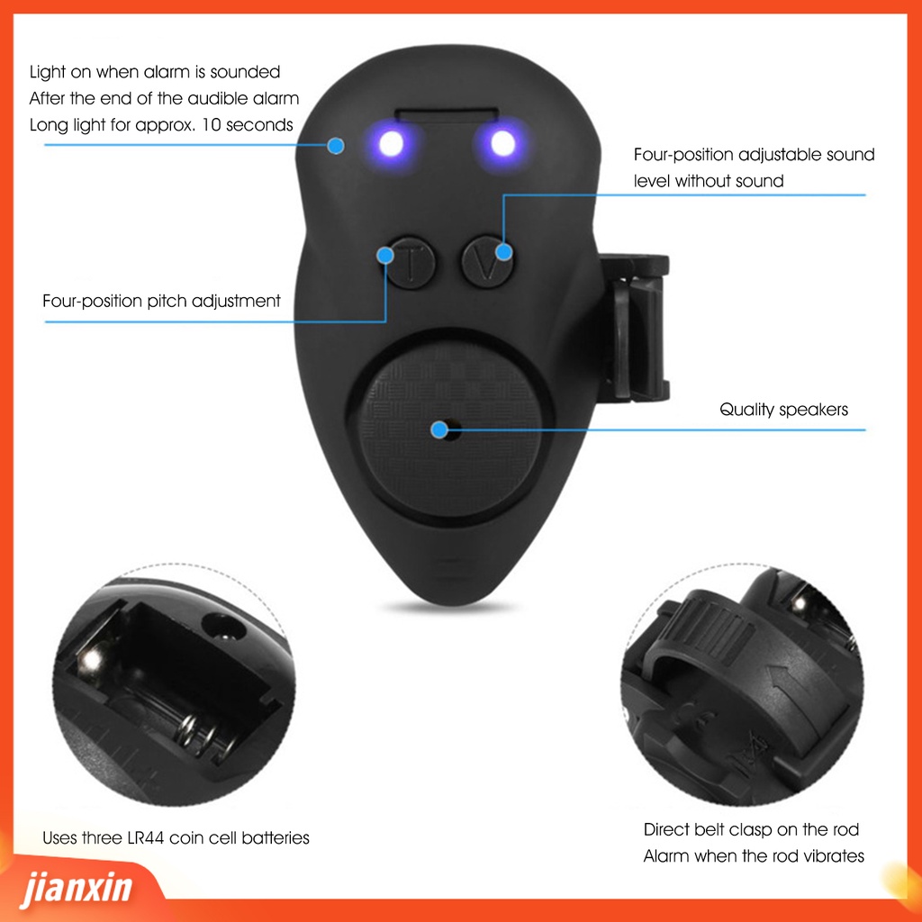 (In Stock) JY-65 Alarm Memancing Nirkabel Empat Lampu Pengukuran Yang Tepat Didukung Adjustable Alarm Suara Kuat Portabel Elektronik Carp Fishing Bait Alarm Peralatan Memancing