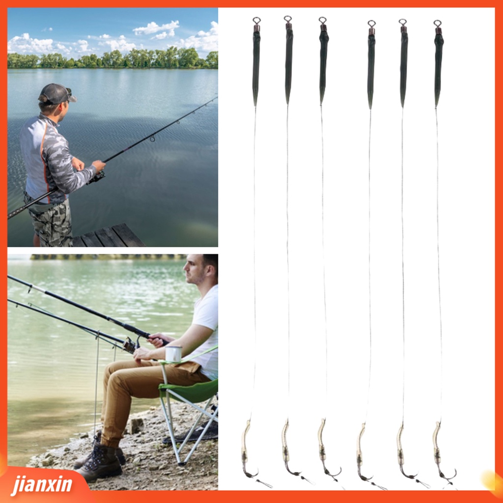 (In Stock) 6Pcs /Set Pengait Rig Pancing Tajam Kekuatan Tinggi Bebas Kusut Penembus Yang Baik Dengan Casing Nilon Kuda Kuat Memancing Ikan Gurame Rambut Rig Terminal Tackle Untuk Angling