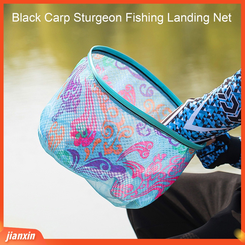 (In Stock) Jaring Pendaratan Pancing Anti-hook Kuat Bantalan Beban Ultra-Ringan Paduan Aluminium Hitam Ikan Gurame Sturgeon Memancing Landing Net Angling Tools