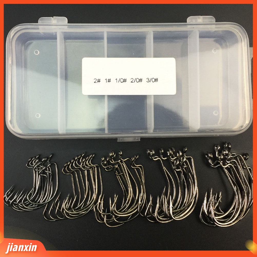 (In Stock) 50pcs2#1#1/0#2/0#3/0#Lure Carp Sea Fishing Hooks Dengan Aksesoris Box Tackle