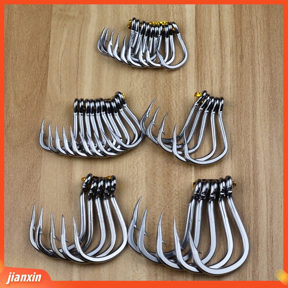 (In Stock) 5/10Pcs Stainless Steel Fish Hook Jig Besar Memancing Umpan Holder Tackle Tool