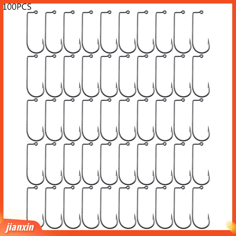 (In Stock) 100Pcs Kait Ikan Jig 90derajat Karbon Tinggi Untuk Memancing Lautan Laut Luar Ruangan