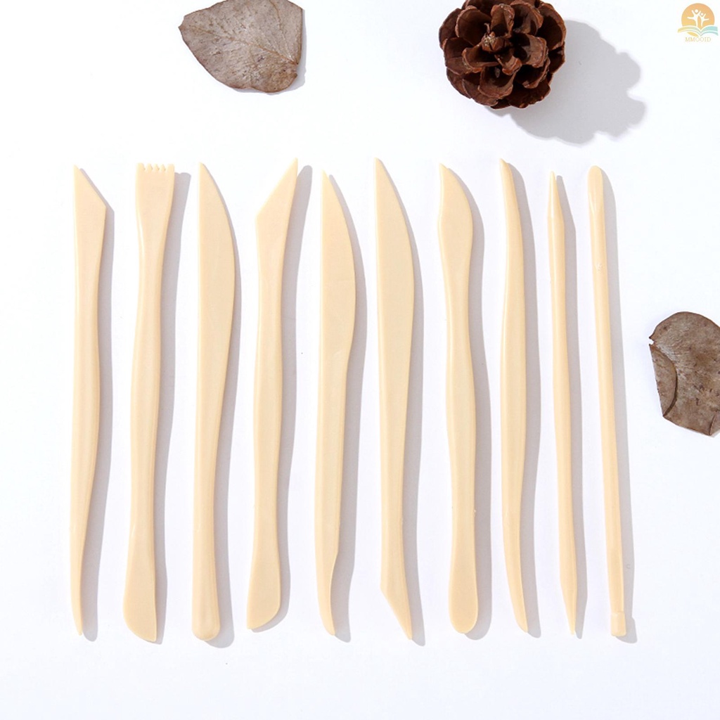 In Stock 10buah Clay Sculpting Tools Set Alat Tembikar Plastik Keramik Clay Carving Tools Hadiah Untuk Siswa Pemula Profesional DIY Perlengkapan Seni