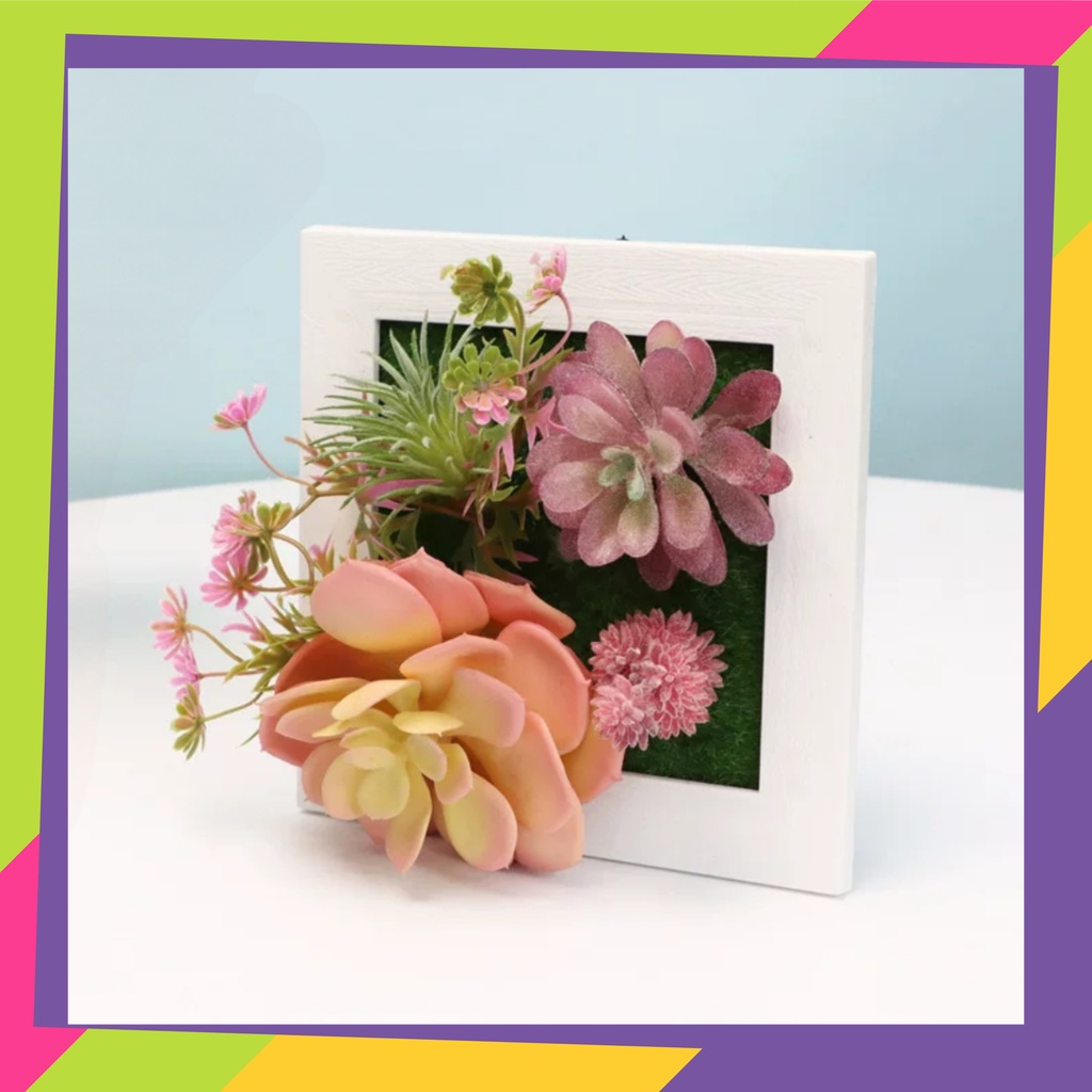 1880D1 / Pot bunga hias kotak melamin + busa / Vas bunga dekorasi tanaman artificial