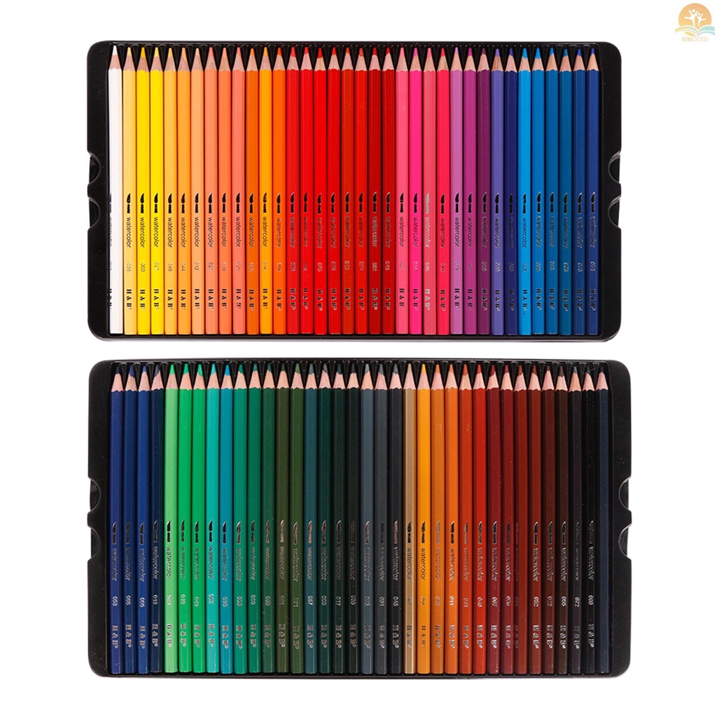 In Stock H&amp;B 72profesional Pensil Pewarna Air Seni Kit Set Pensil Berwarna Larut Air Dengan 1 * Fountain Pen/ 1 * Pengasah Pensil Untuk Siswa Anak-Anak Dekorasi Pesta Rumah DIY
