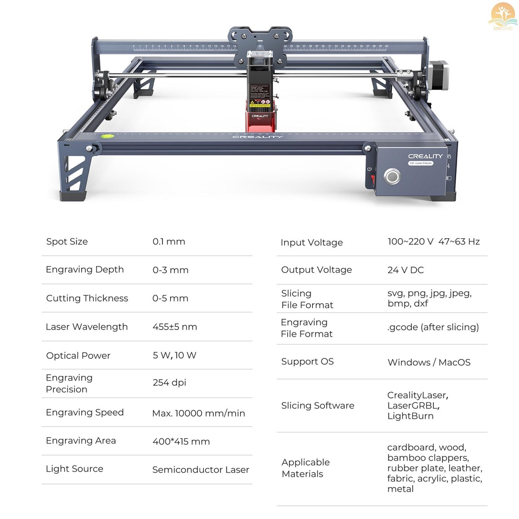 In Stock Orignal Creality CR-Laser Falcon Laser Engraver 5W Compression Spot Fokus Cepat Anodized Paduan Aluminium Struktur Built-In Leveler Penyerapan Debu Penutup Laser Pelindung