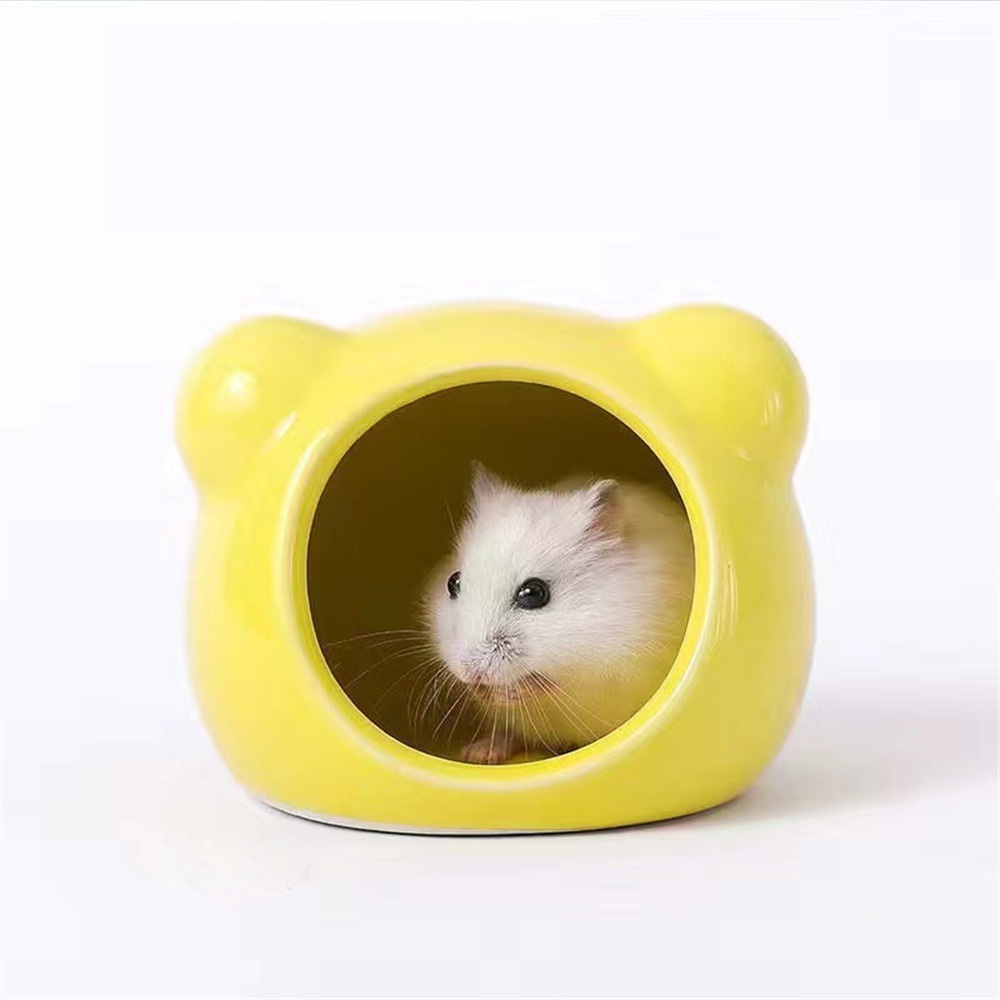 ღ Hamster Keramik Sarang Musim Panas Pendingin Rumah Porselen Hamster Kantong Tidur Musim Panas Es Tempat Tidur Sarang Bernapas Kamar Aksesoris Hamster