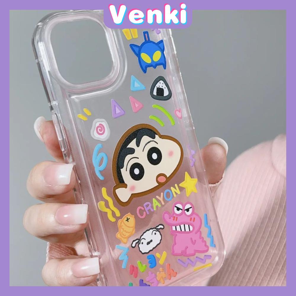 VENKI - Untuk iPhone 11 Case Bening Lembut TPU Bingkai Foto Airbag Phone Case Tahan Guncangan Perlindungan Kamera Karakter Kartun Kompatibel dengan iPhone 14 13 Pro Max iPhone 12 Pro Max 7 8