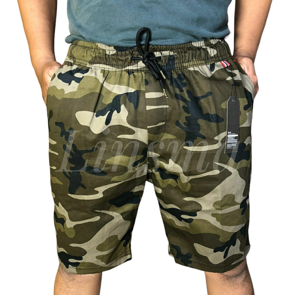 Celana Pendek Pria Wanita Boardshort Army Loreng ABRI Cotton Twill Import Premium