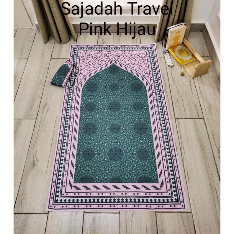 Sajadah Travel Turki / Sajadah Free Pouch cantik / Sajadah Tas serut /Sajadah Perjalanan Sajadah Kantong Souvenir Murah Berkualitas