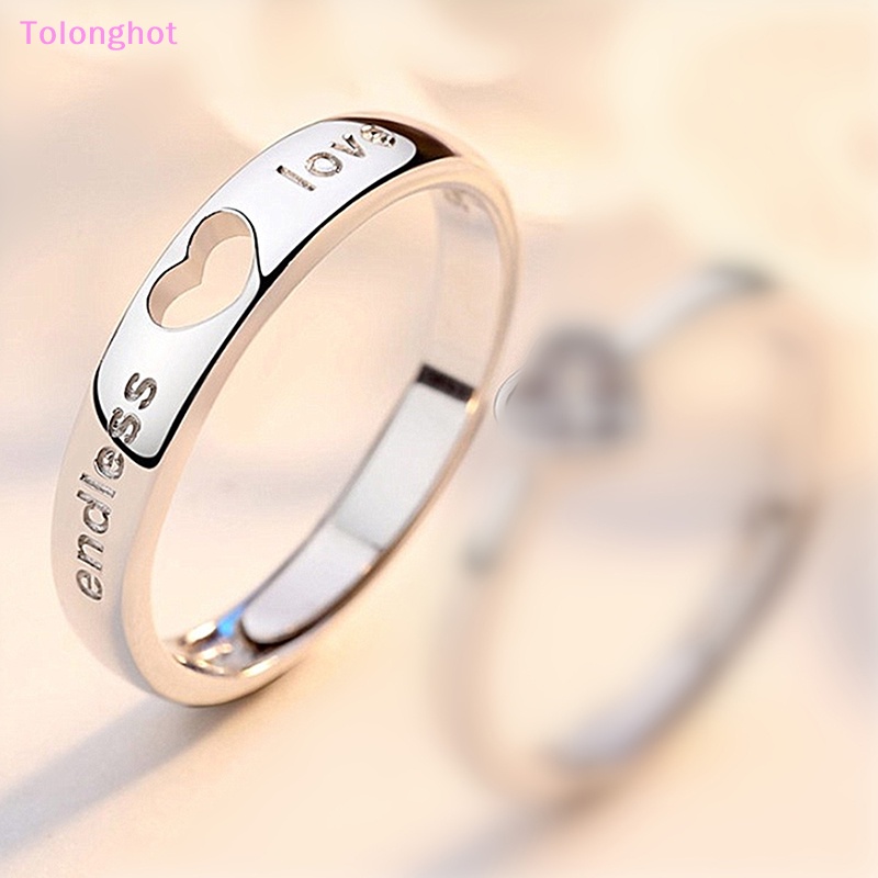 Tolonghot&gt; Plag Berongga Cinta Berbentuk Hati Cincin Berlian Pembukaan Adjustable Sederhana Jari Cincin Untuk Pasangan Valene Hari Ini Dengan Baik