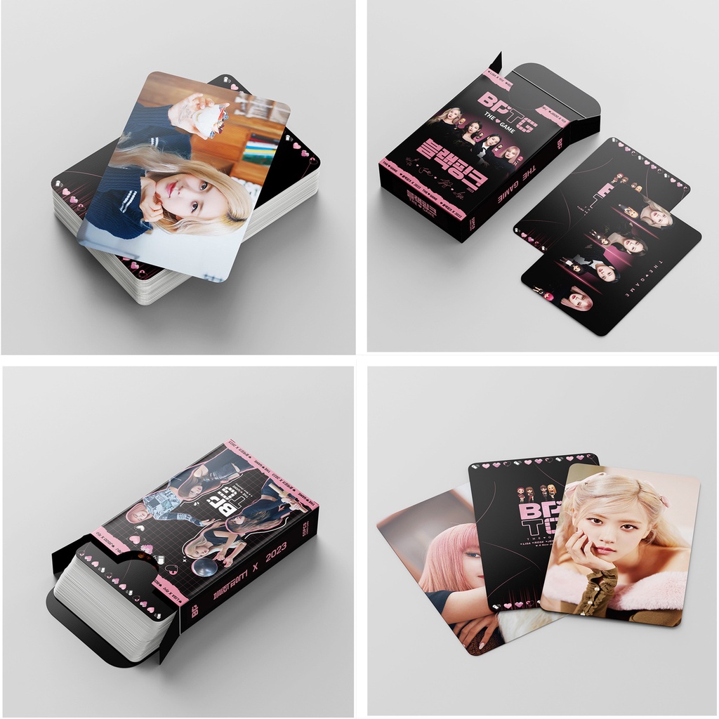 55pcs /box Hitam-Pink BPTG Photocards THE GAME Album JENNIE JISOO LISA ROSE Lomo Kartu Black Pink Kpop Postcards Collection Series