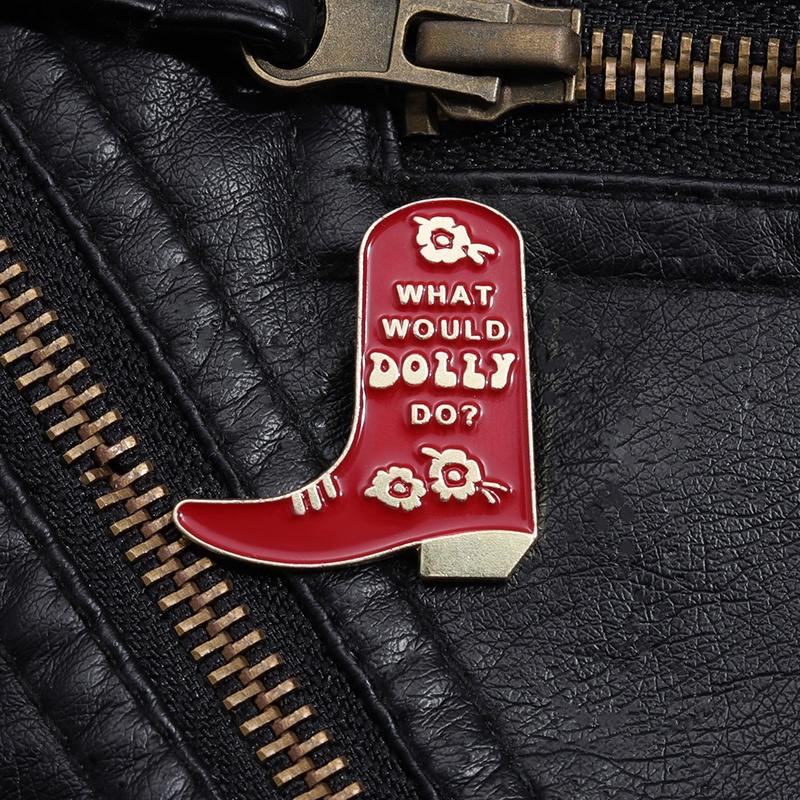 Penyanyi Perempuan WWDD What Wou Dolly Do Enamel Pin Country Music Boots Bros Humor Lapel Badge Perhiasan Hadiah Untuk Teman