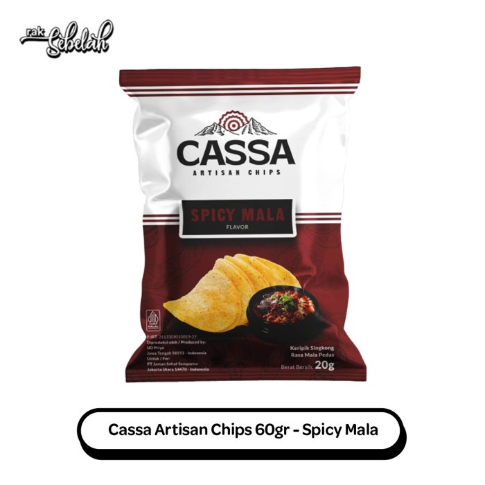 

Cassa Artisan Cassava Chips Spicy Mala 60gr - Keripik Singkong Pedas