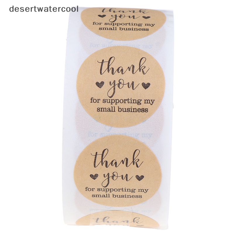 Deid 500PCs /roll Handmade Thank You Stiker Kertas Label Bulat Alat Tulis Dekorasi Martijn