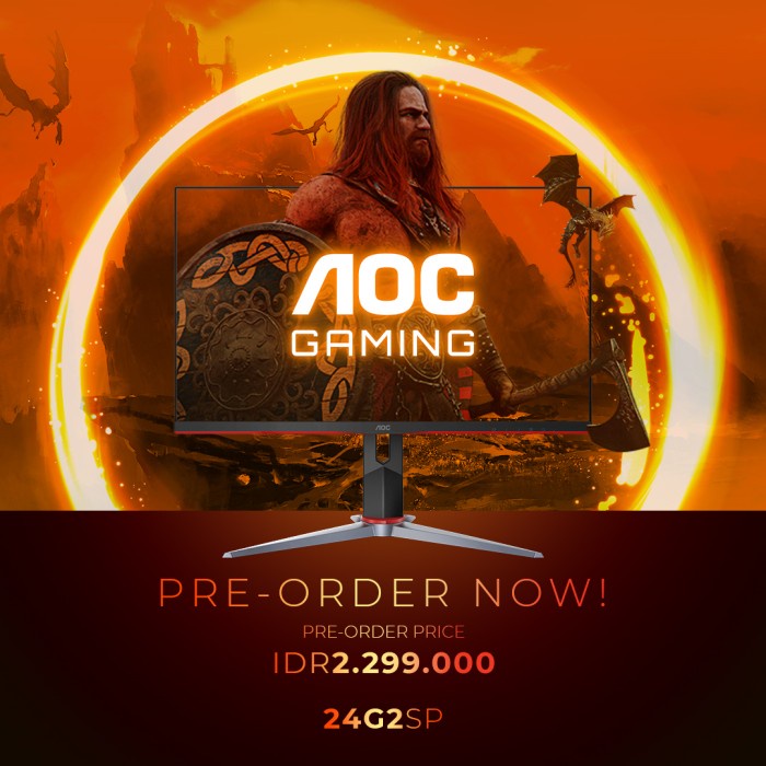 AOC 24G2SP Gaming Monitor 23.8&quot; Inch IPS FHD 165Hz G-Sync Compatible