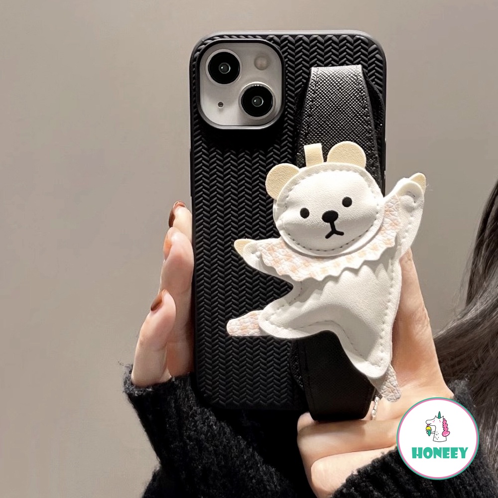 Lucu 3D Kartun Beruang Pergelangan Tangan Strap Phone Case Kompatibel Untuk iPhone 14 Pro 13 12 Pro Max 11 Promax 14Plus Silikon Soft Cover