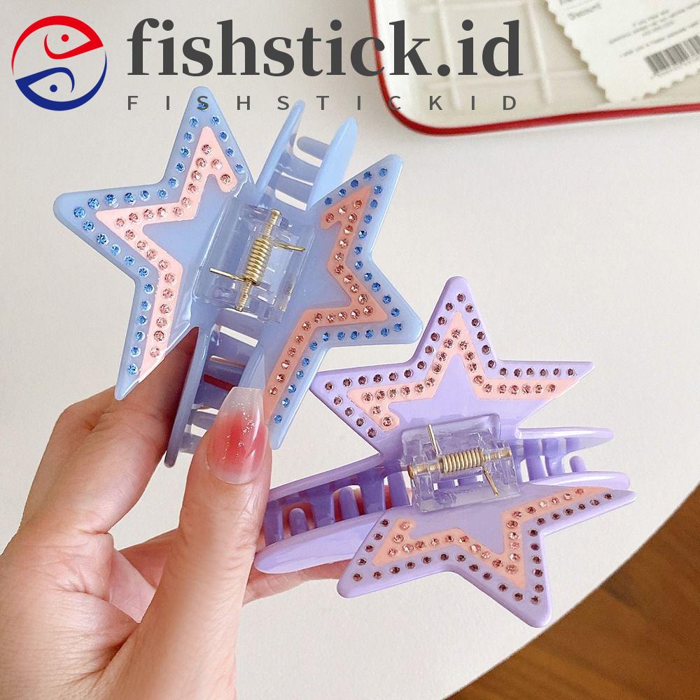 Fishstick Star Acetate Hair Claw Elegant Sweet Y2k Style Hair Crab Clip Ponytail Holder Besar Hairgrips Zircon Korea Jepit Rambut