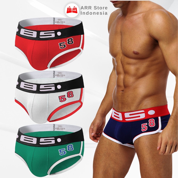 Celana Dalam Pria Katun CD Pria Motif Solid Color Size L - XXL