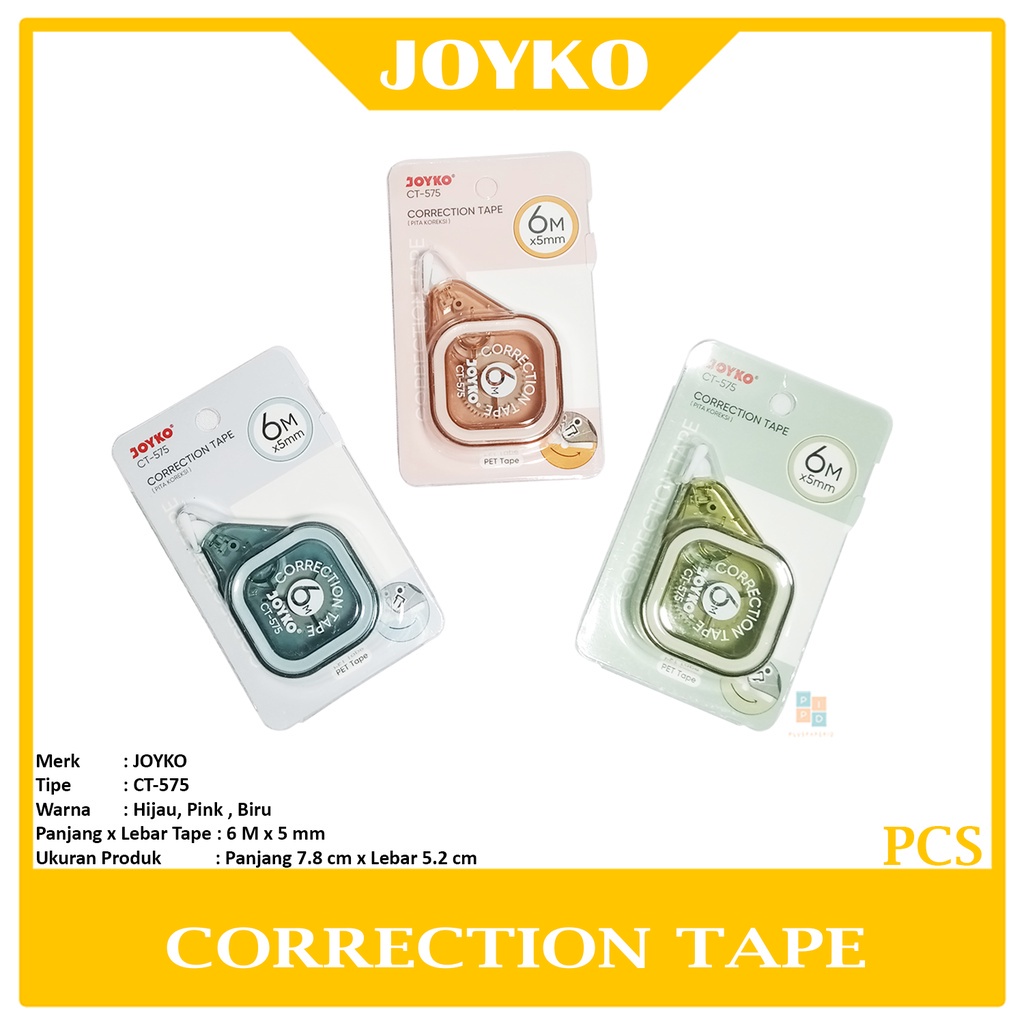 

JOYKO - Correction Tape CT-575 Tipe-Ex Kertas - Pcs