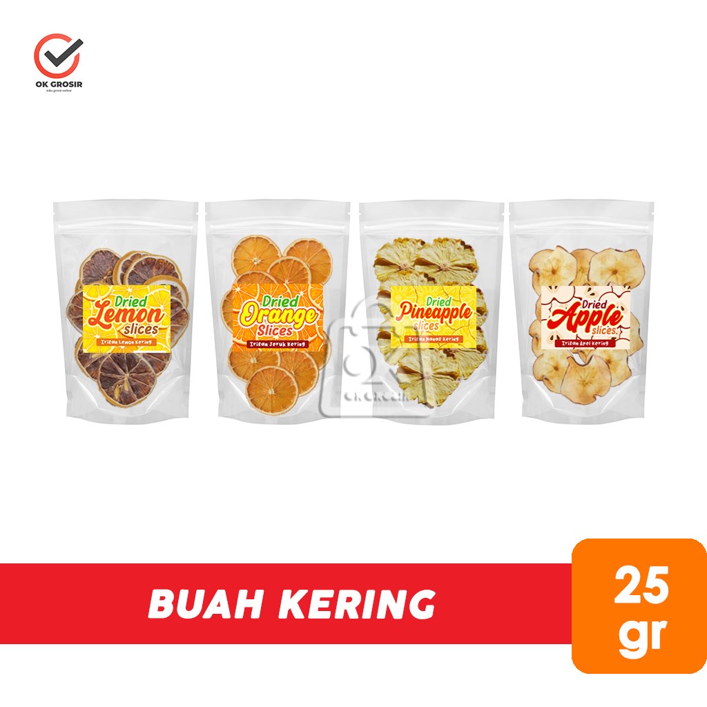 

Irisan Buah Kering Lemon /Orange / Pineapple /Apple Garnish Dried Fruit (1 pcs)