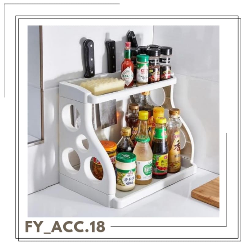 ( FYA ) Rak Bumbu Dapur Rak Bumbu Dapur 2 Susun Tempat Pisau Dapur Tempat Bumbu Set BULAT